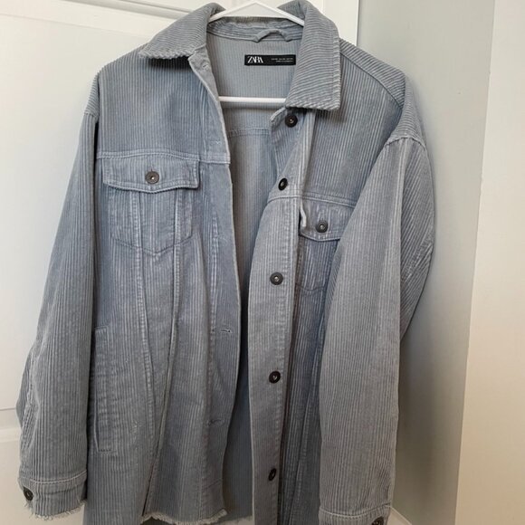 🩶 ZARA Blueish Grey Corduroy Jacket 🩶 - Picture 1 of 3